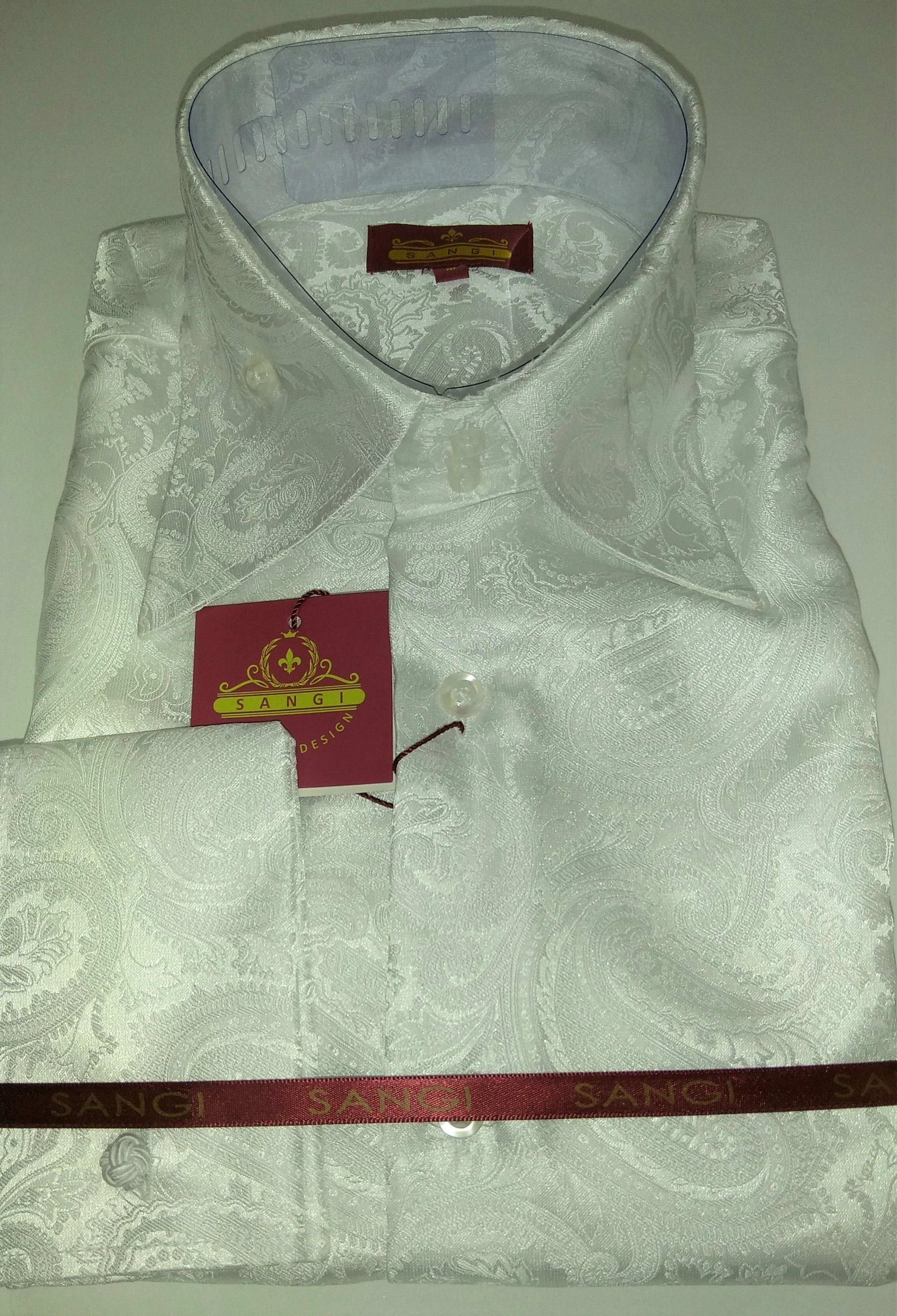 Léine F/C collar bán geal paisley fear, SANGI MILAN, uimhir 2035. Éadaí fir a bhuaigh!
